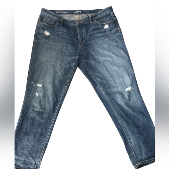 LOFT Relaxed Fit Boyfriend Jeans in Blue - Picture 1 of 7